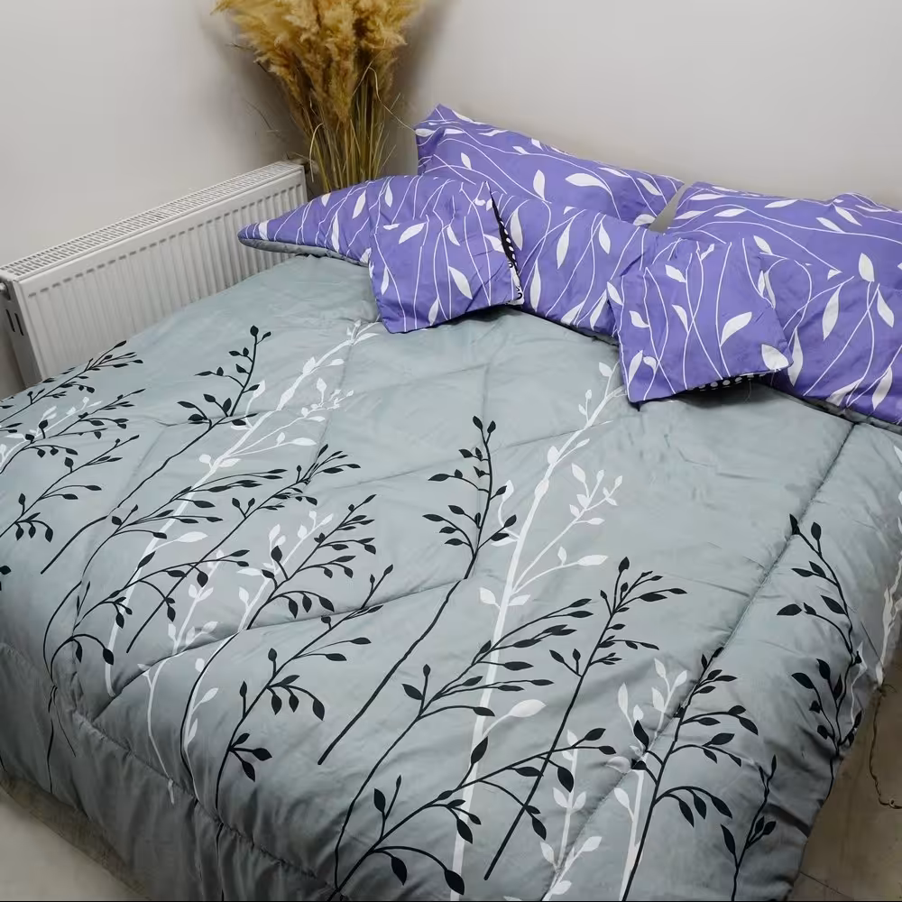 روتختی  دونفره 6 تیکه طرح  برگ 01  - پارچه خارجی- ارسال رایگان