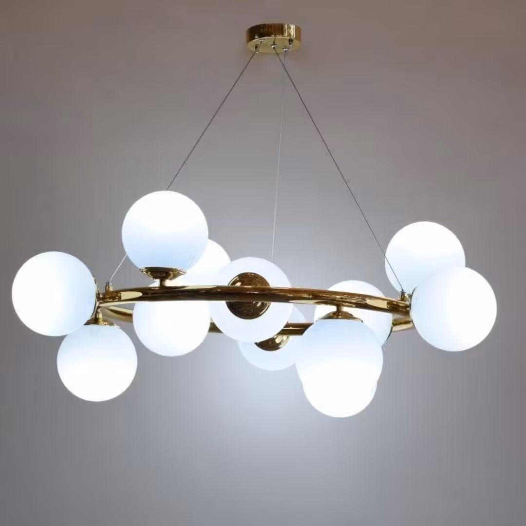 لوستر مولکولی مدل گرد 12شعله (ارسال با باربری و پس کرایه)