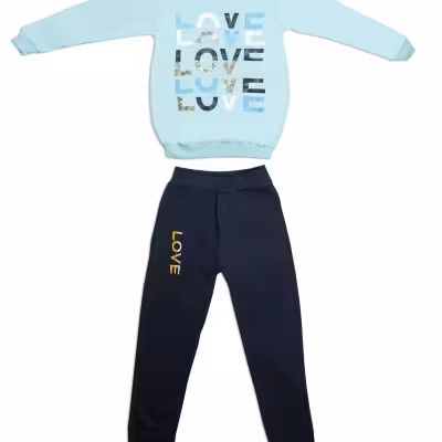 بلوز و شلوار love پولک دوزی اسپورت سایز60،65 مناسب 9تا13 سال در pikmod