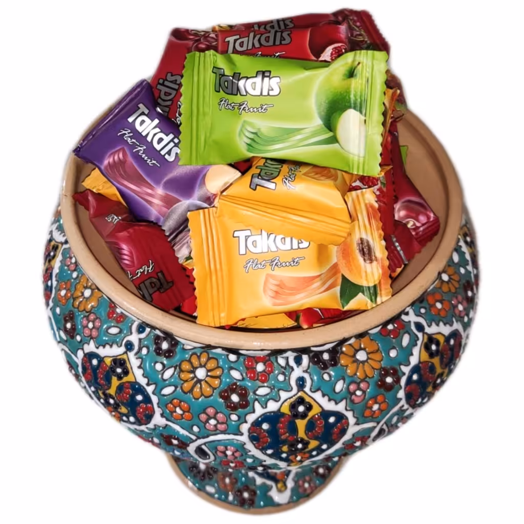 لواشک میوه ای لایه ای دو سر پرس تاکدیس در بسته‌بندی های 1000 گرمی سلفونی 
