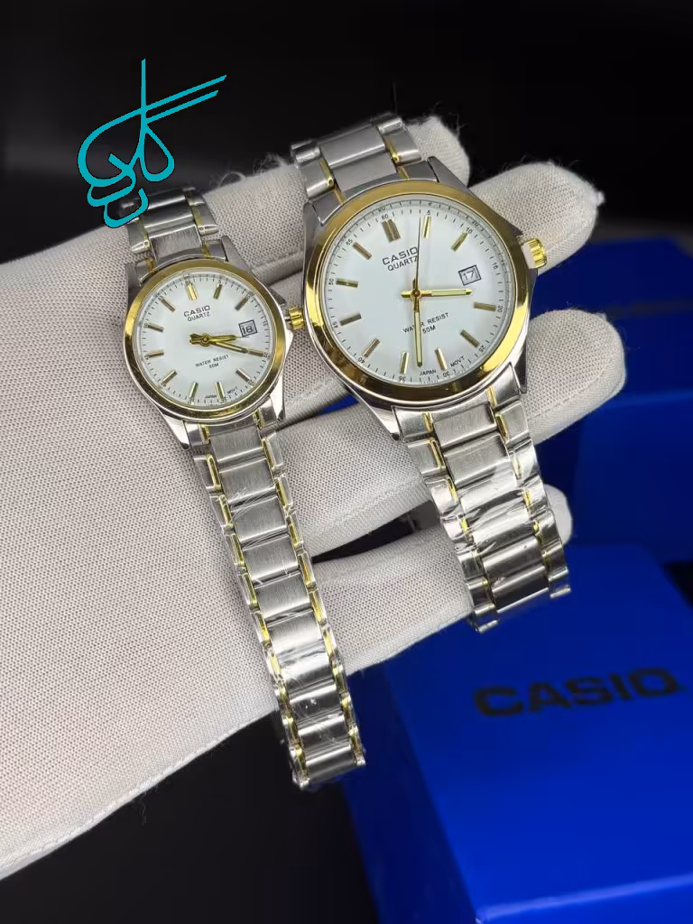 خرید ست ساعت مردانه و زنانه کاسیو کیفیت عالی دارای رنگبندی کد 2116861 - ردگل