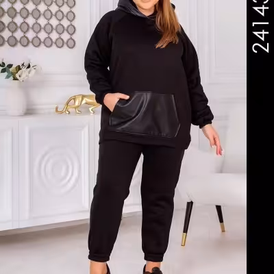 ست هودی و شلوار دورس پنبه سایزبزرگ24143