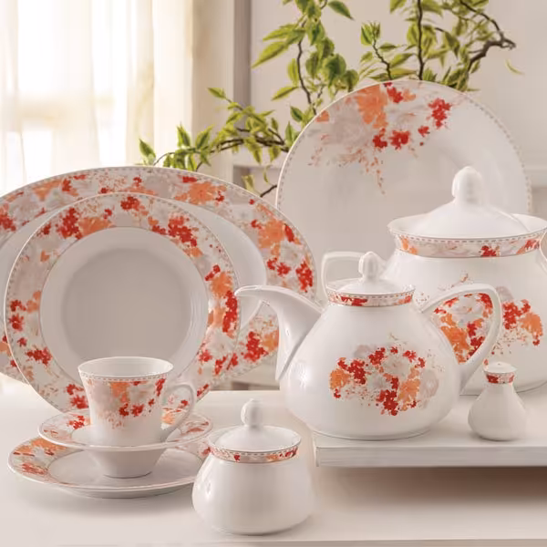 سرویس چینی زرین 6 نفره طرح ملانی قالب شهرزاد 35 پارچه