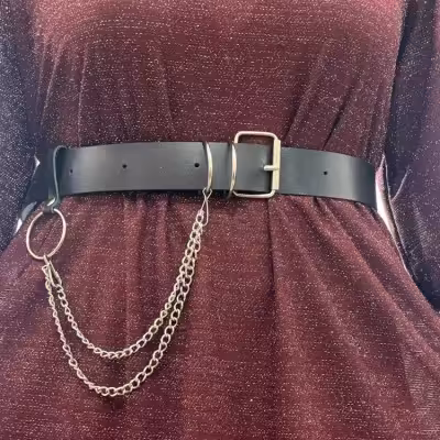 کمرند ساده و زنجیردار چرم مصنوعی