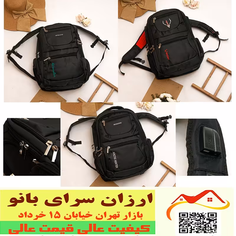 کوله پشتی لپ تاپ دانشجویی و مدارس  دارای سیم هندزفری و یو اس بی کد 2609077