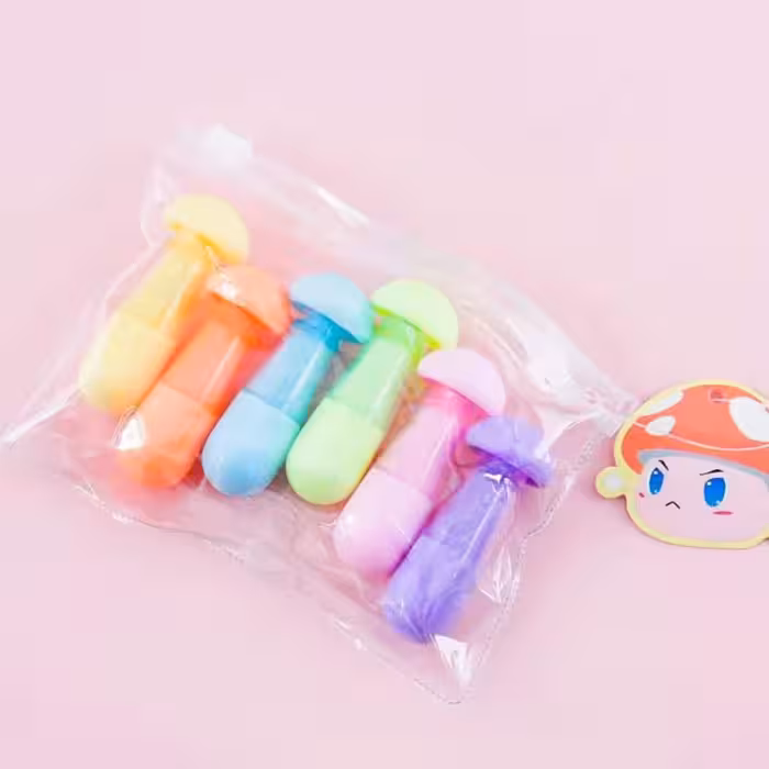 ماژیک هایلایتر فانتزی 6 عددی طرح قارچ