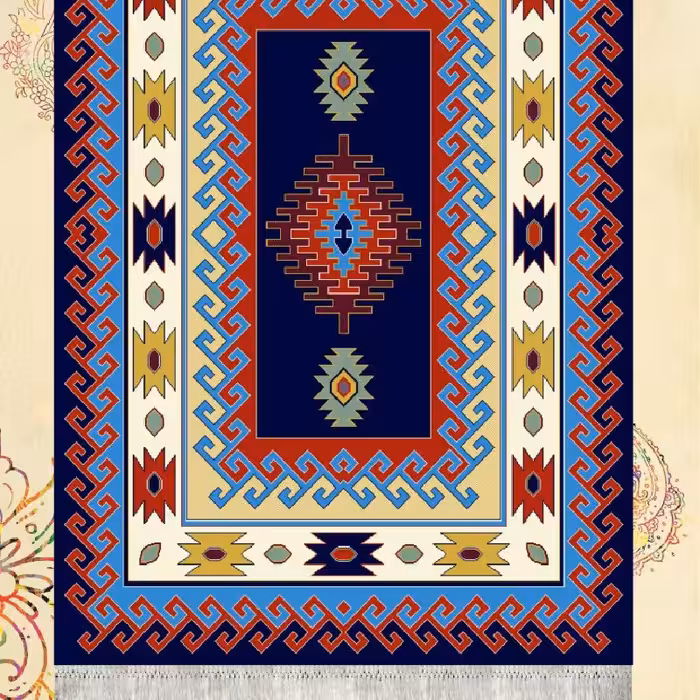 گلیم ماشینی کاشان طرح عشایری سرمه ای9متری(3.5در2.5)(هزینه ارسال باخریداروپس کرایه میباشد)