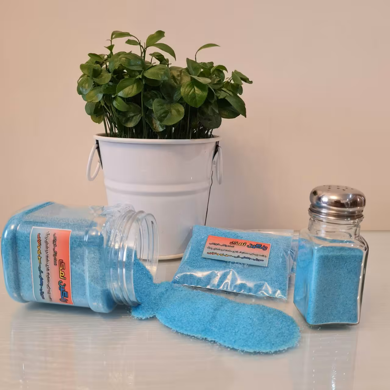 نمک رنگی خوراکی  رنگین نمک آبی 100 گرمی