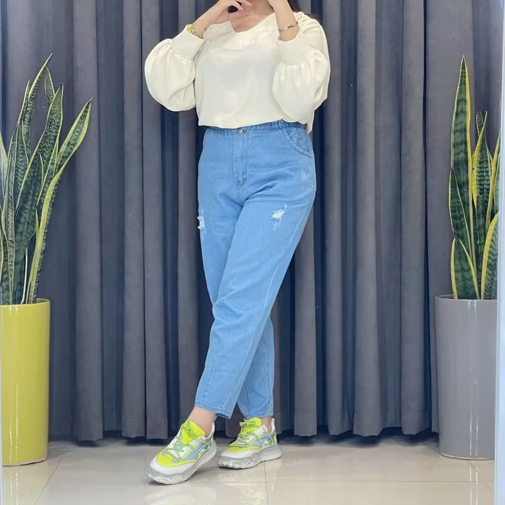 شلوار مام کمر هویجی زنانه سایزبندی 40تا 44 