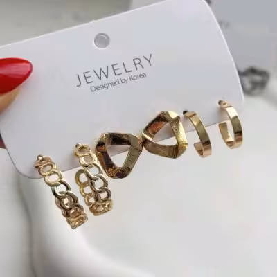 پک گوشواره میخی طلایی با آبکاری