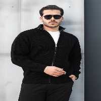 ژاکت جلو باز مشکی مردانه بزرگسالان بافندگی تسالونیکی کش باف Valiberta