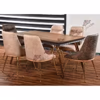 میز ناهار خوری 6 نفره پایه فلزی مدل نیو سیلور