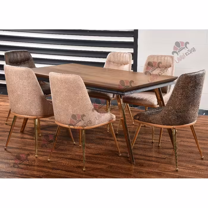 میز ناهار خوری 6 نفره پایه فلزی مدل نیو سیلور