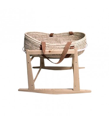 ست کامل گهواره نوزاد حصيری دست چرم ناتور Natur Cradle