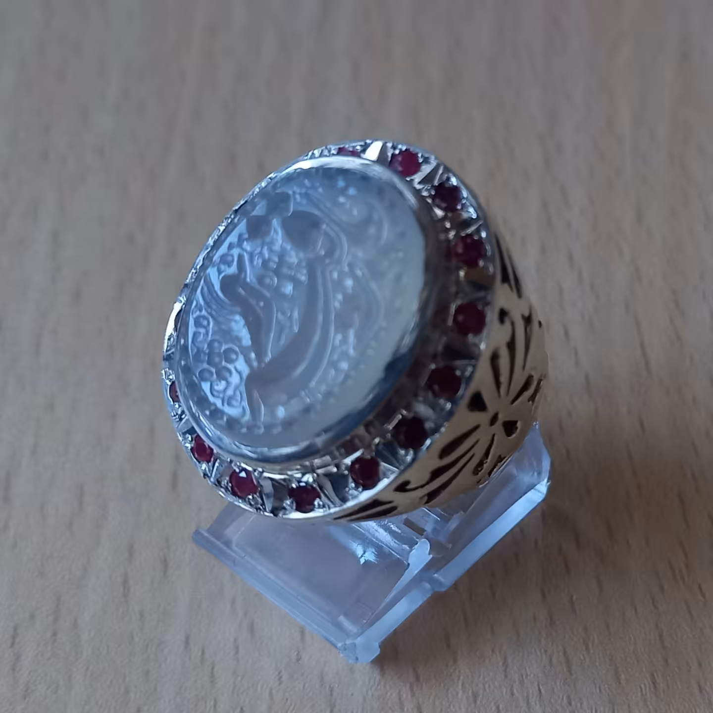 انگشتر نقره عقیق  یمنی  منقش به ذکر یا رقیه 