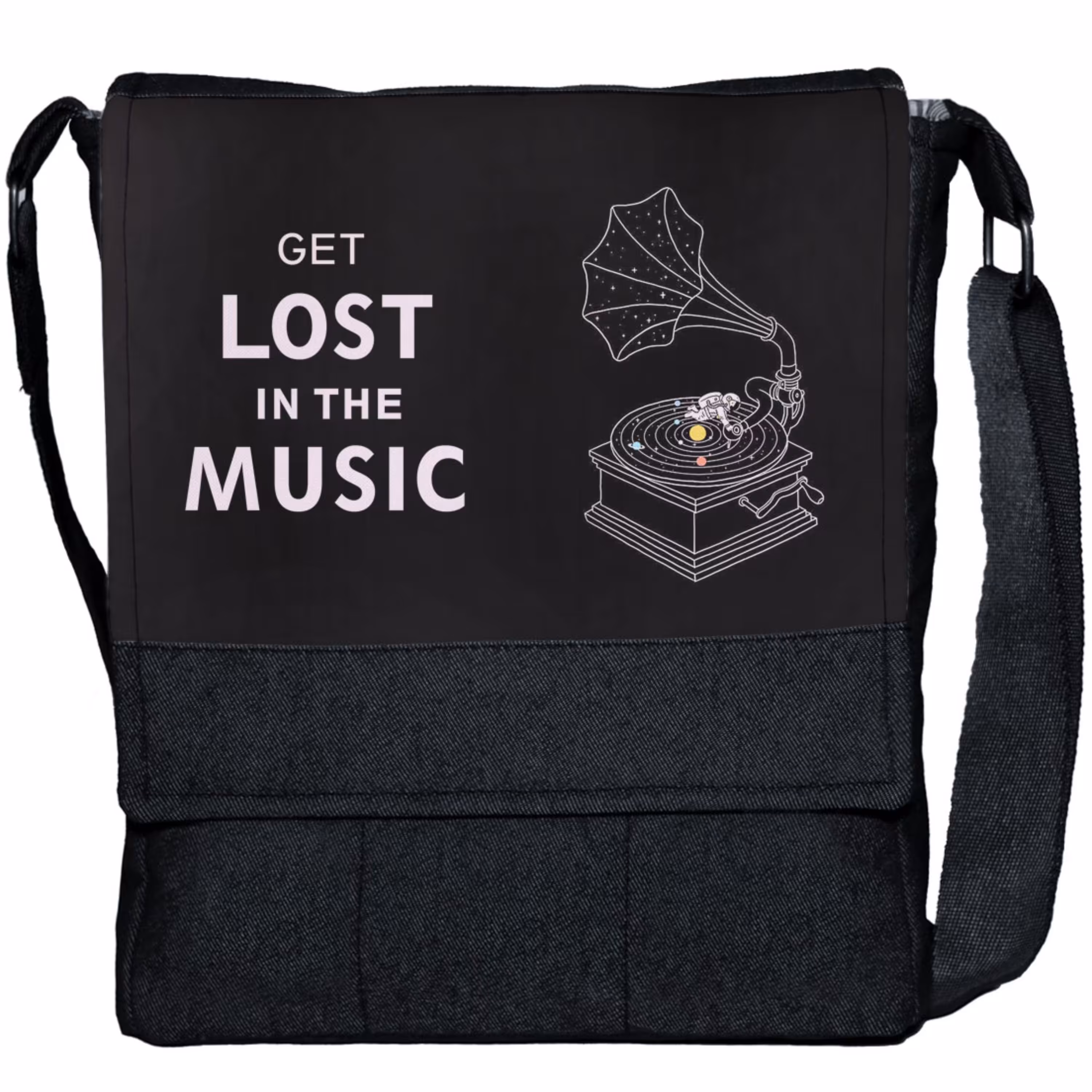 کیف دوشی چی چاپ طرح گرامافون قدیمی