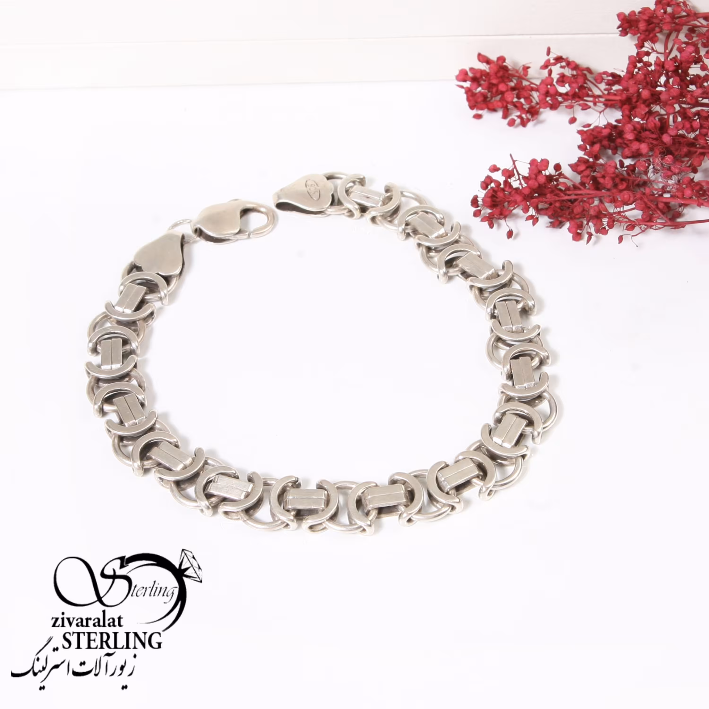 دستبند نقره طرح طلا طرح خاص رنگ نقره ایی بدون حساسیت و ثبات رنگ بالا کد5065