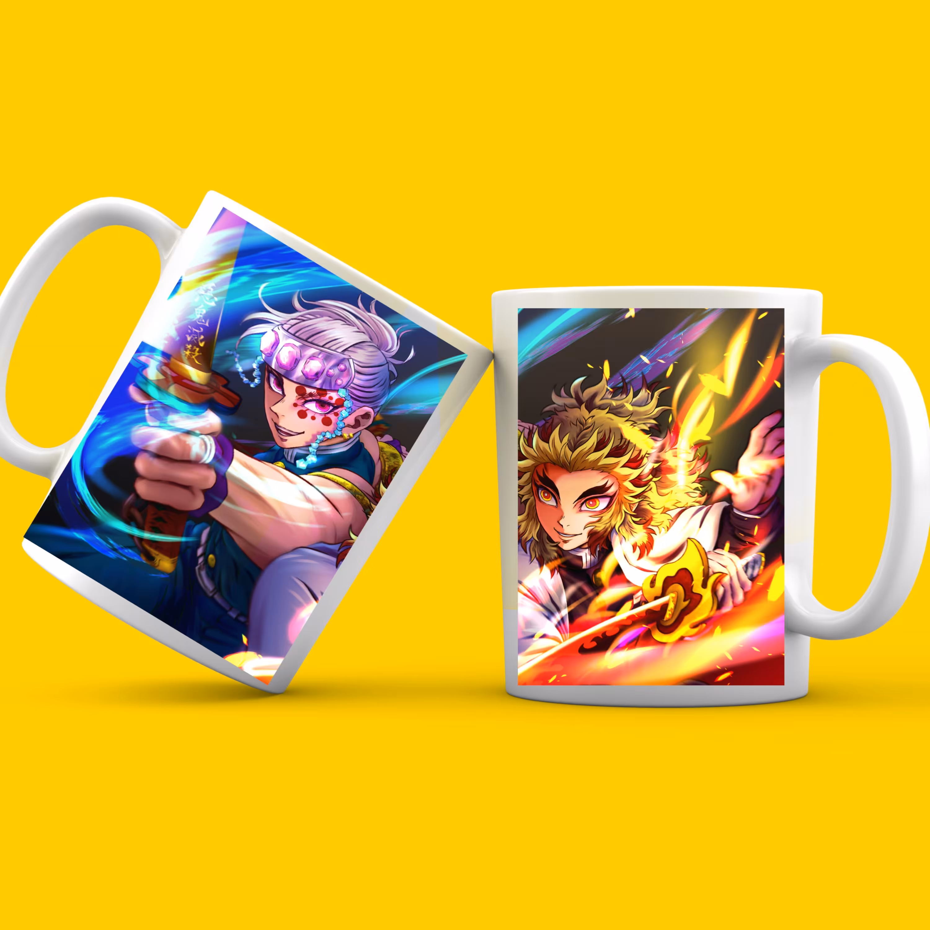 ماگ سرامیکی سفید طرح شیطان کش کیمتسو نو یائیبا کد 02