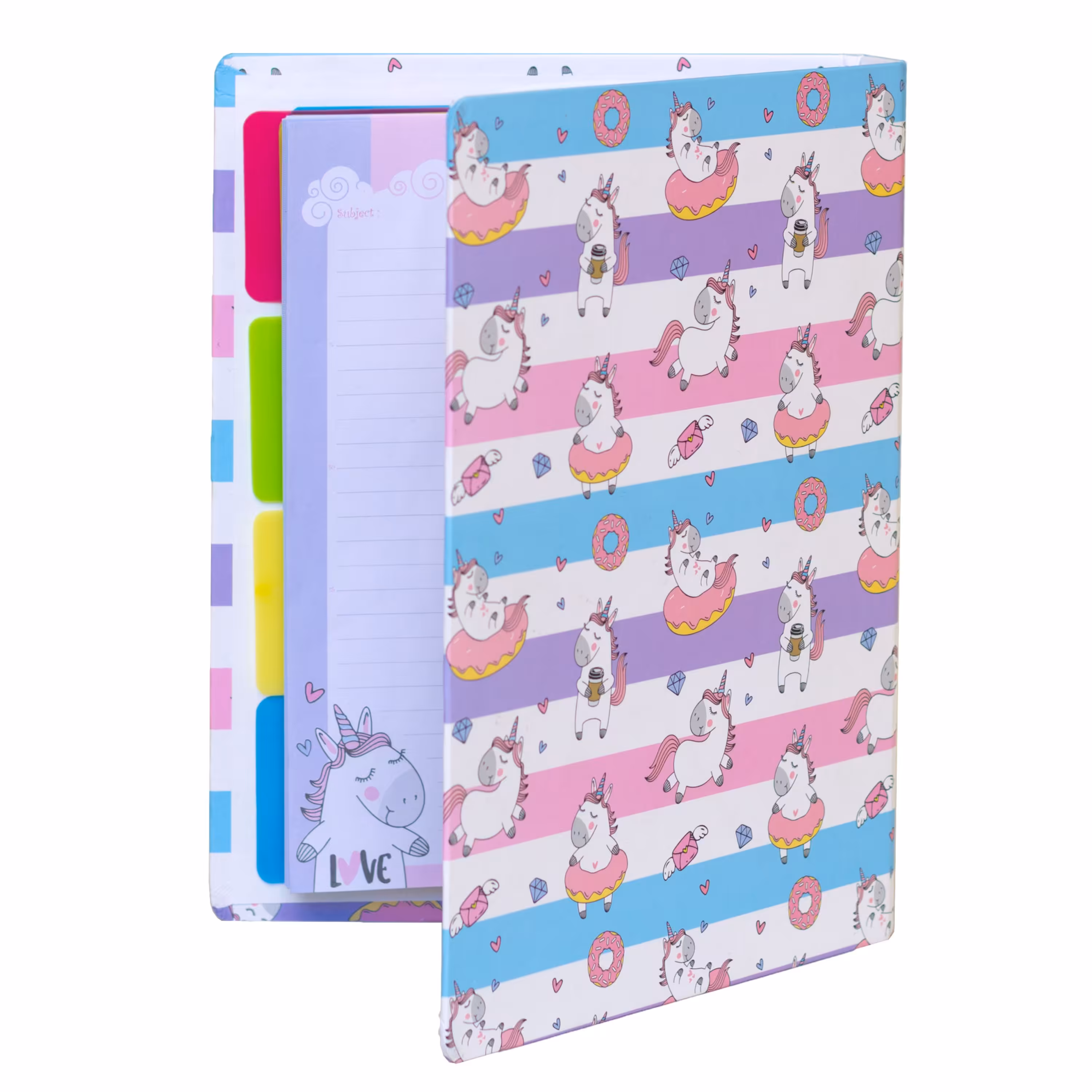 کلاسور فانتزی با کاغذ طرح دار طرح یونیکورن 100 برگ 26 سوراخ در ابعاد 21 در 28 سانت