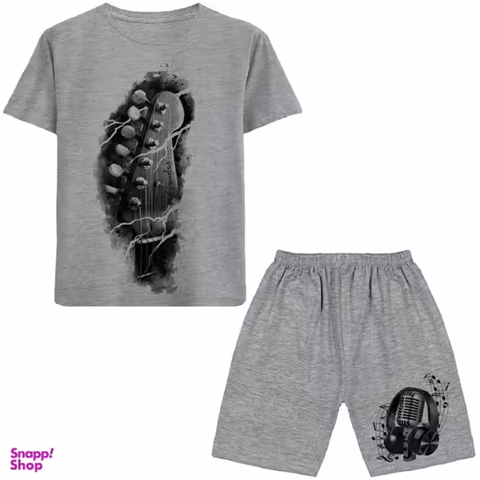 ست تیشرت و شلوارک پسرانه مدل گیتار و هدفون کد N139