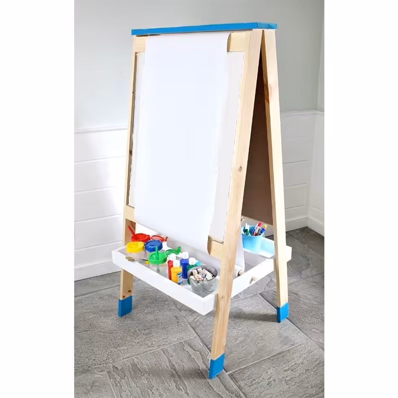 تخته نقاشی سفید دو طرفه سیاه و سفید آبی با رول کاغذ مدل 1401