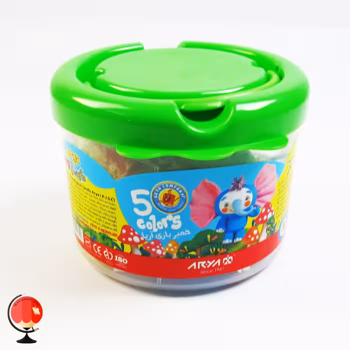 خمیر بازی 5 رنگ سطلی سبز آریا