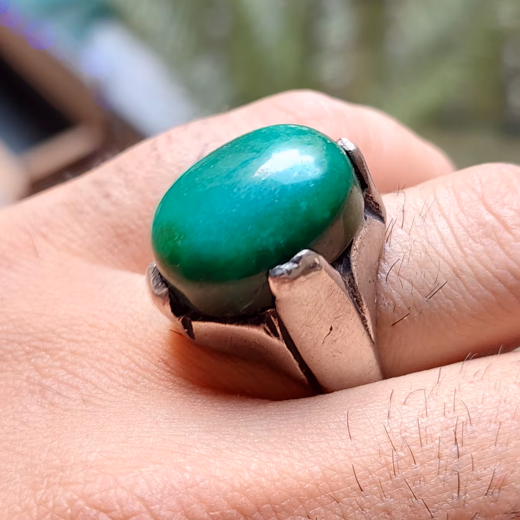 انگشتر عقیق سبز عراقی 7