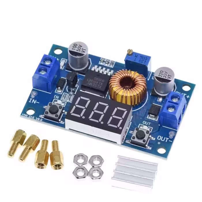 ماژول مبدل DC-DC کاهنده XL4015 دارای نمایشگر با امکان کنترل جریان و ولتاژ خروجی | amazonchi