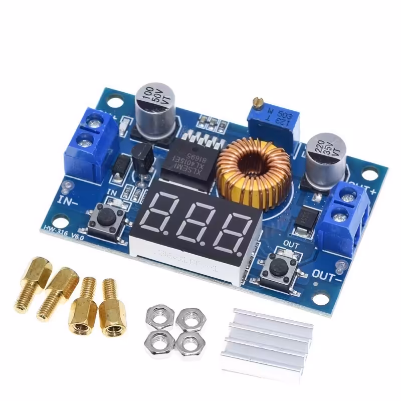ماژول مبدل DC-DC کاهنده XL4015 دارای نمایشگر با امکان کنترل جریان و ولتاژ خروجی | amazonchi