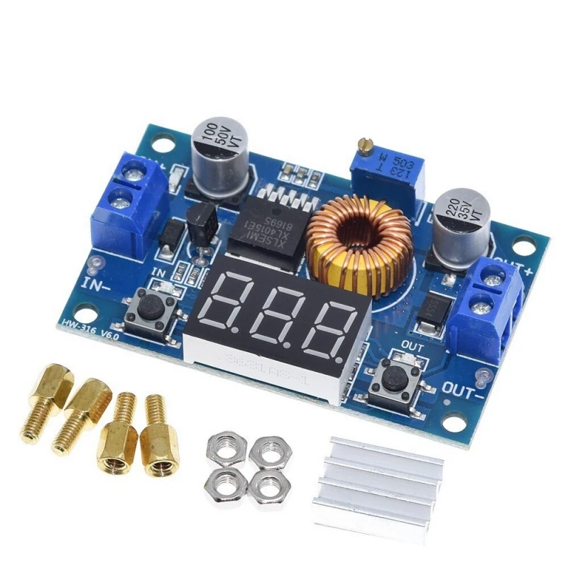 ماژول مبدل DC-DC کاهنده XL4015 دارای نمایشگر با امکان کنترل جریان و ولتاژ خروجی | amazonchi