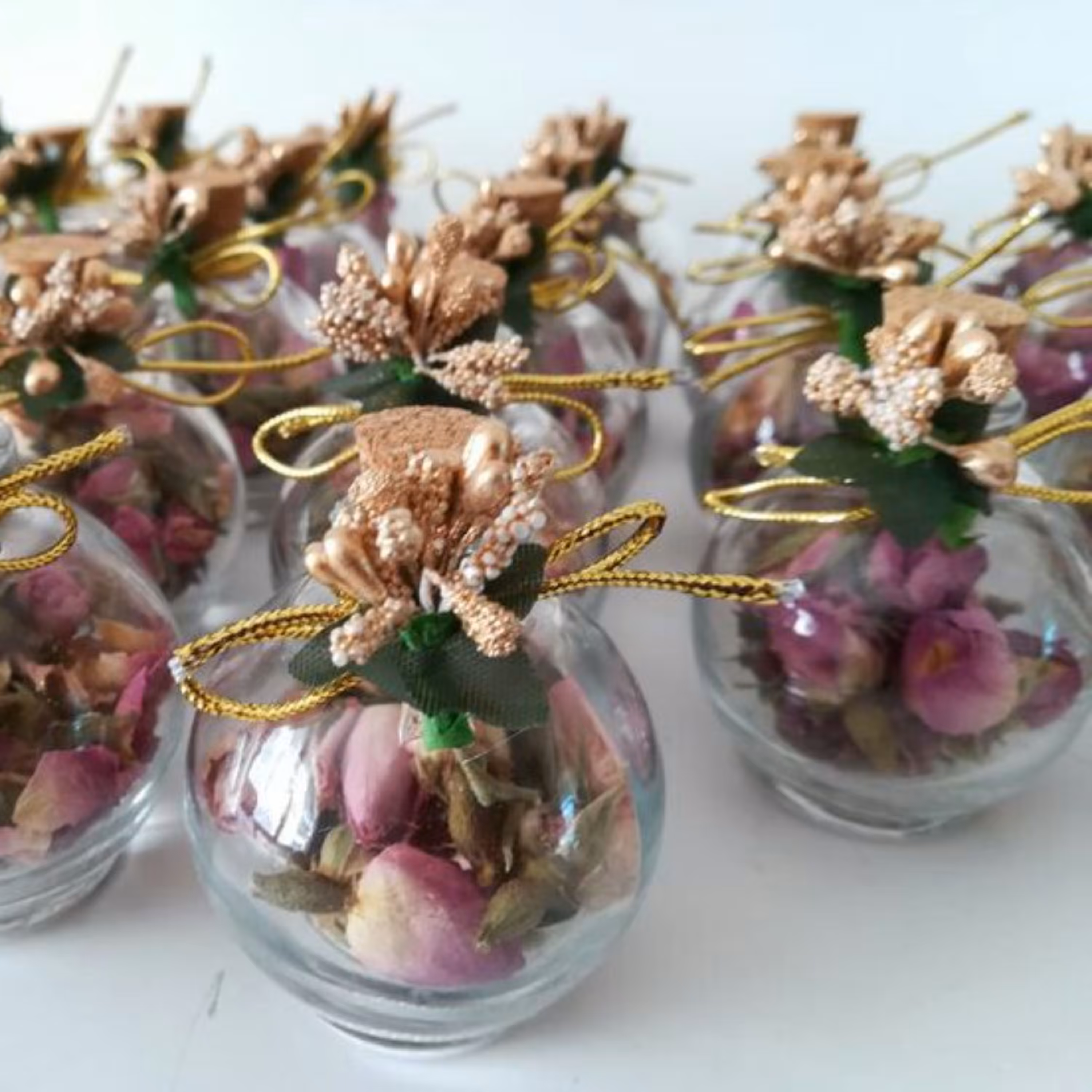 گیفت  عروسی و عقد گل شیشه ای گل محمدی 