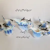 سرویس چای خوری چینی فانتزی دلفین ماهی دستساز انتیک وارداتی جهیزیه ست ویترین موجود ارسال پسکرایه 