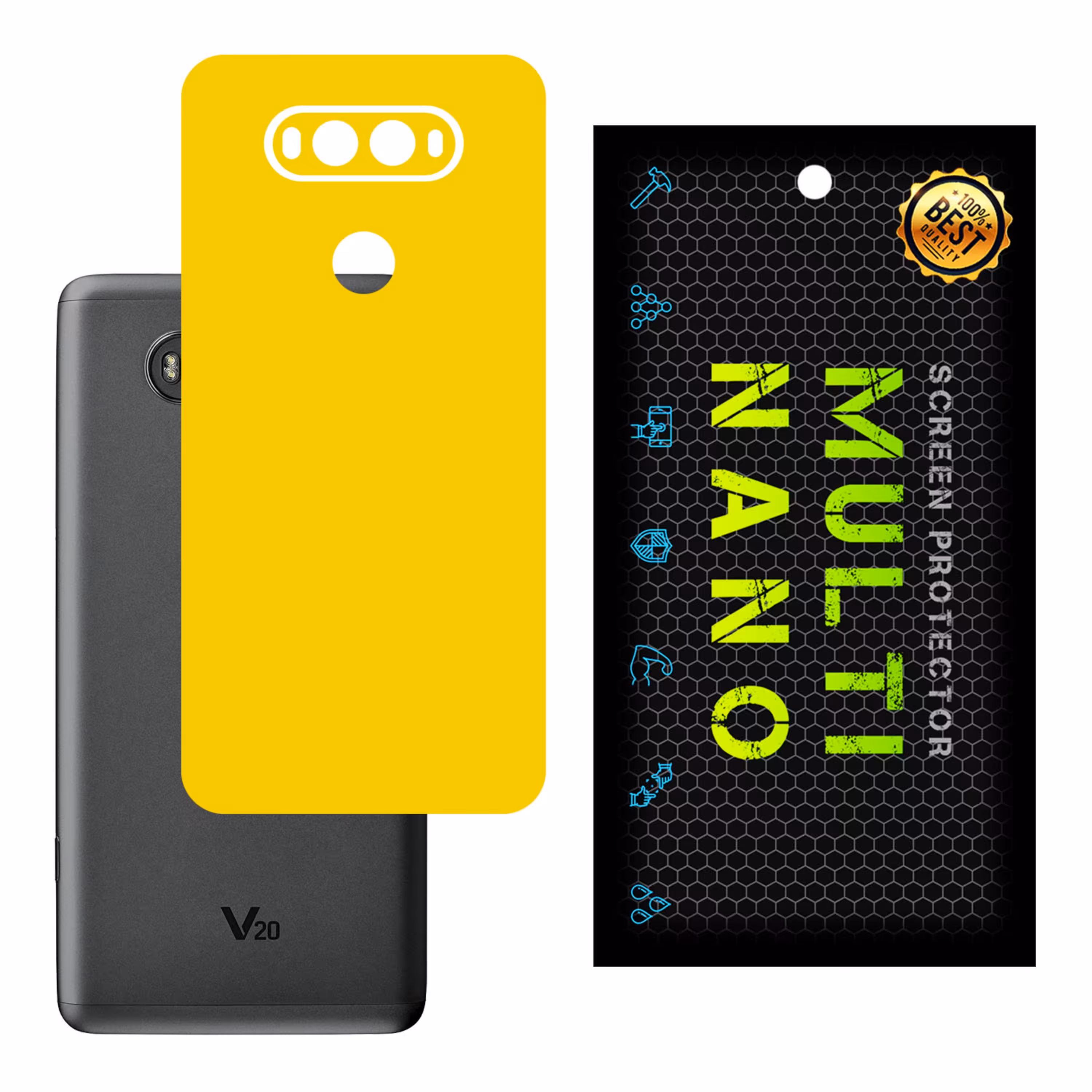 برچسب پوششی MultiNano مدل X-F1M-Yellow برای پشت موبایل ال جی Velvet