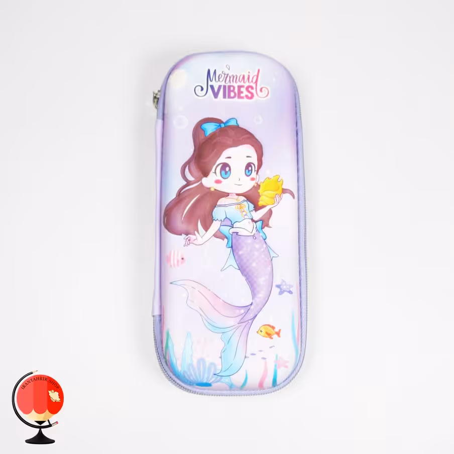 جامدادی دخترانه کتابی برجسته طرح پری دریایی بنفش