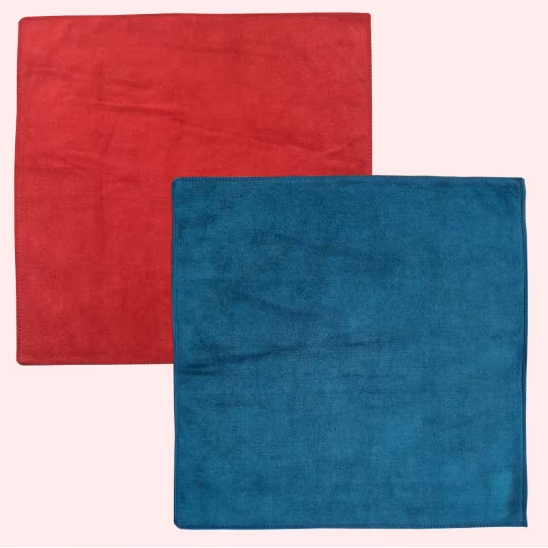 دستمال نظافت جنس میکرو فایبر مجموعه دو عددی ابعاد 38 در 38 مناسب برای نظافت شیشه و سایر لوازم منزل