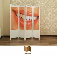 پاراوان پارتیشن چهارلنگه طرح لبخند  تک رو و تاشو جنس MDF و کاغذ چاپی با گرماژ