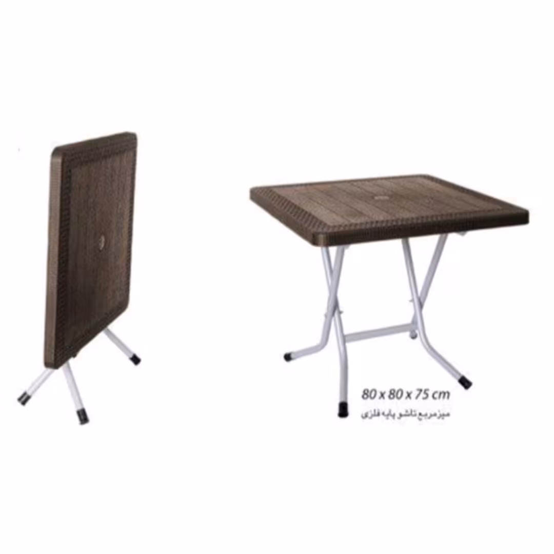 میز مربع تاشو ابعاد 80 در 80 سانت حصیری (پس کرایه)