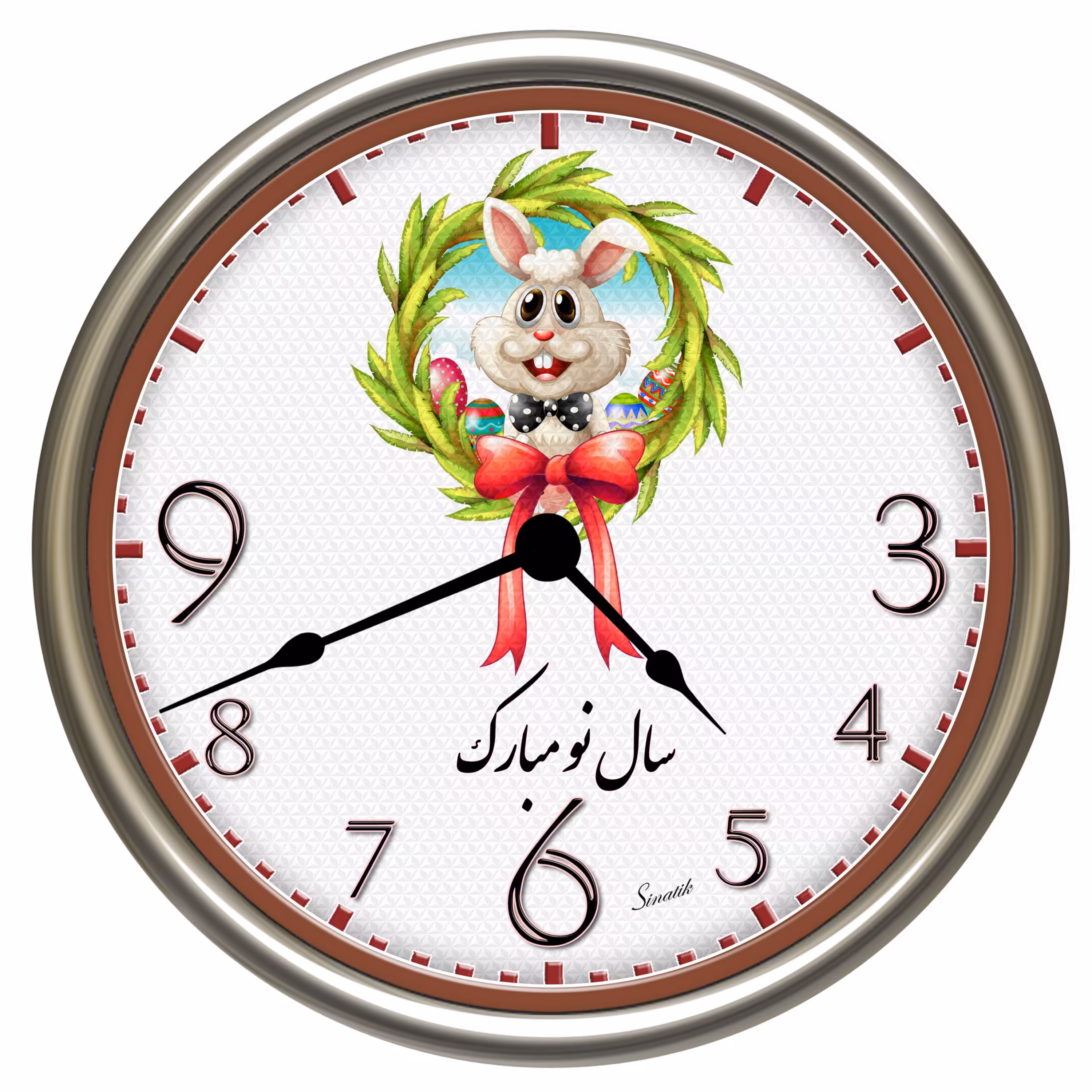 ساعت دیواری 20 سانت رینگ  استیل طرح خرگوش 