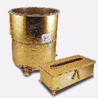 ست سطل و جا دستمالی طلایی یونیک کد 4242