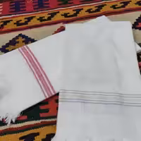 حوله دستباف ماهتاب سایز 50در80. چهار وردی، رنگ سفید، دست و صورت 