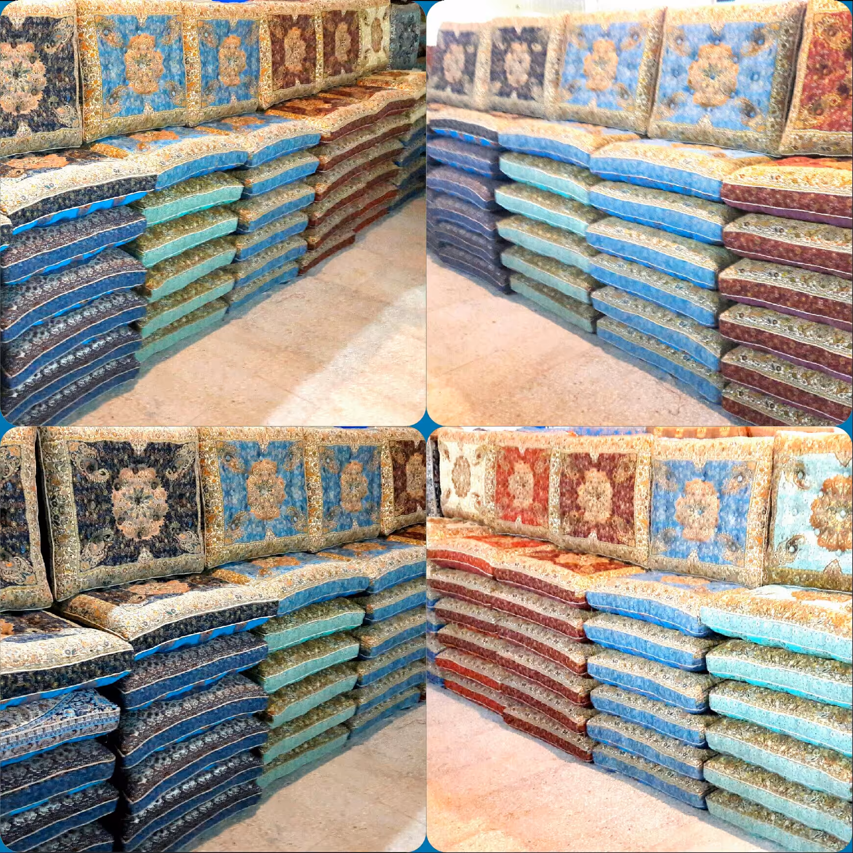 پشتی ترمه قابدار هفت رنگ افشاری طرح ابریشم 1عدد 