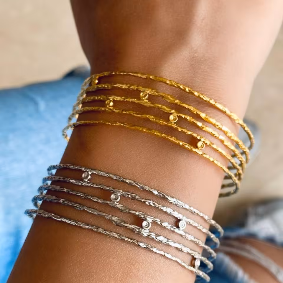 دستبند استیل کاف پنج ردیفه ساده