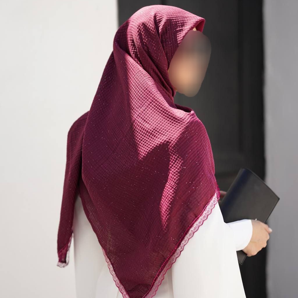 روسری پلیسه اکلیلی دور دانتل