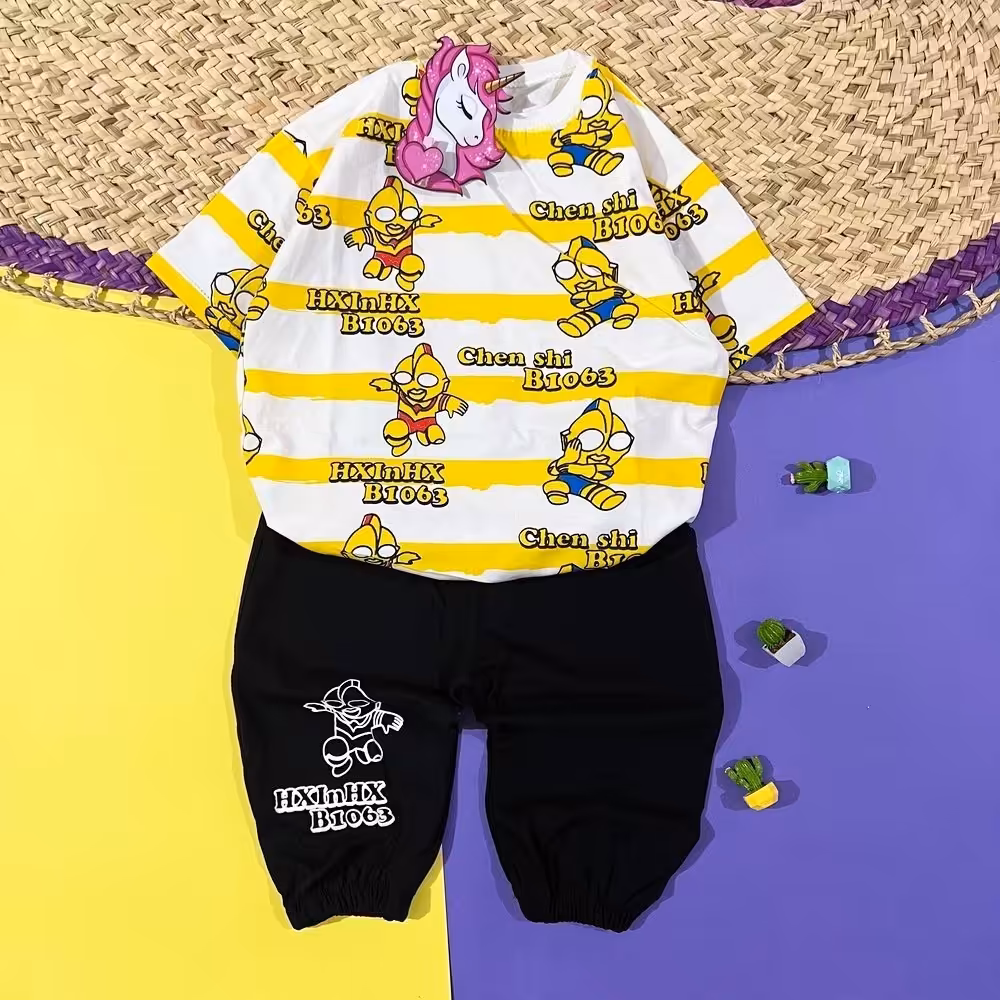 تیشرت شلوارک اسپرت  دخترانه پسرانه جنس پنبه لاکرا دار اعلا خیلی سبک و راحت با چاپ دیجیتالی 