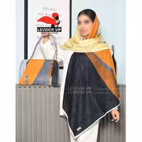 ست کیف و روسری نارنجی با روسری نخی قواره 140 و کیف بزرگ 