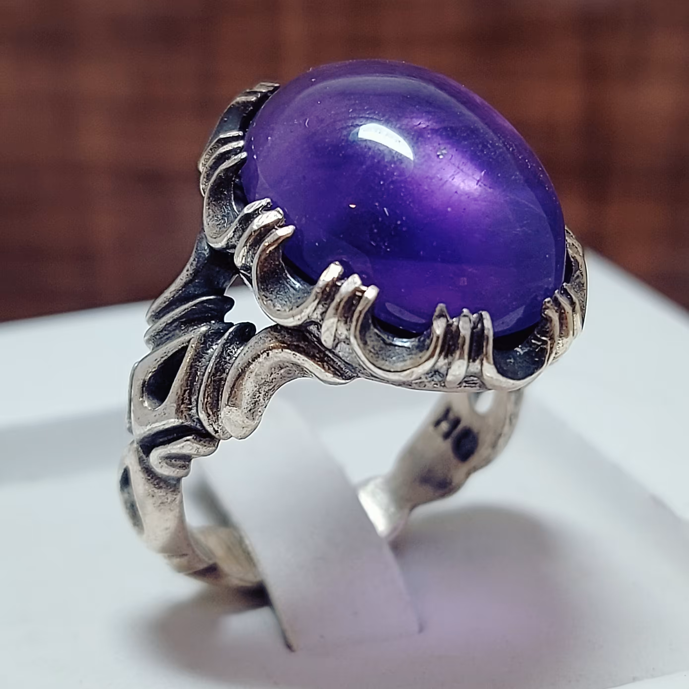 انگشتر نقره زیبای مردانه با نگین آمیتیست اصلی و معدنی 