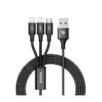 کابل تبدیل USB به microUSB لایتنینگ و لایتنینگ باسئوس مدل Rapid طول 1.2 متر