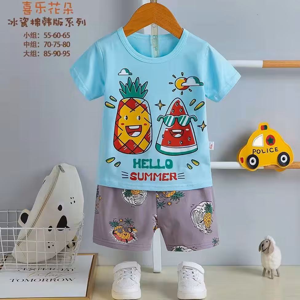 دوتیکه تیشرت وشورت نخ پنبه باکیفیت اسپرت دخترانه وپسرانه مناسب 1تا4سال ارسال رایگان