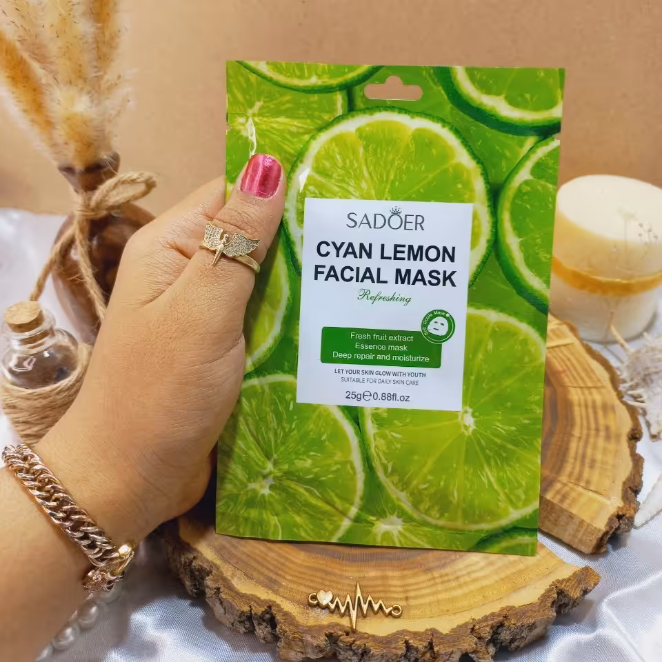ماسک ورقه ای صورت  لیمو  ضد چین و چروک و از بین برنده خطوط ریز صورت