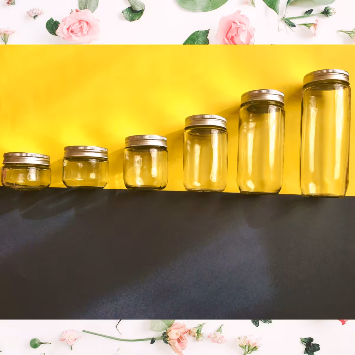  جار شیشه ای استوانه در 6 سایز ست شش عددی